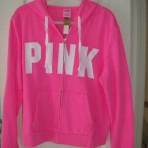 VICTORIA SECRET PINK HOT PINK HOODED SWEATSHIRT NWT SIZE XL